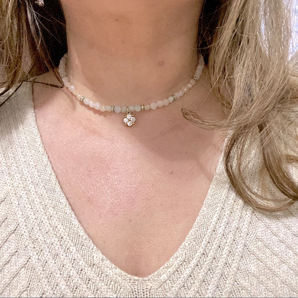 Spartina beaded choker with crystal charm
